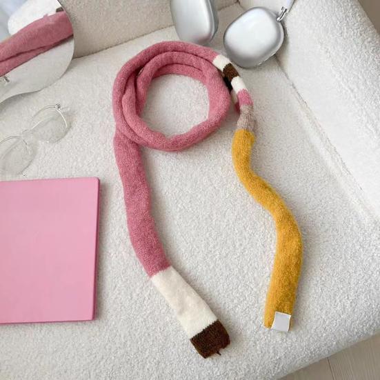 Long Scarf Rainbow Striped Skinny Fuzzy Fluffy Neckerchief Soft Touch Autumn Winter Knitting Scarf Outfit Accessories