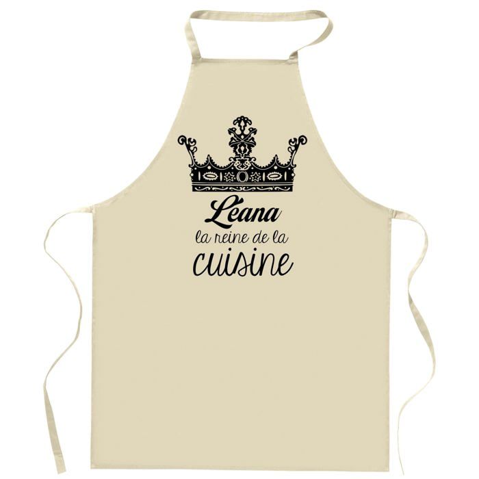 Tablier de cuisine - Léana Reine de la Cuisine - Coton résistant - Impression française (DTG) - Liens ajustables