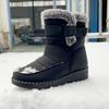 2025 Couple Cotton Shoes, Outdoor Boots, Medium High Top, Rabbit Plush, Snow Boots, Waterproof and Anti Slip Cotton Boots, Large Size