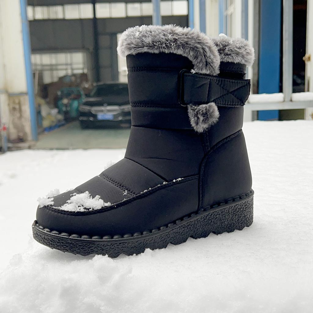 2025 Couple Cotton Shoes, Outdoor Boots, Medium High Top, Rabbit Plush, Snow Boots, Waterproof and Anti Slip Cotton Boots, Large Size