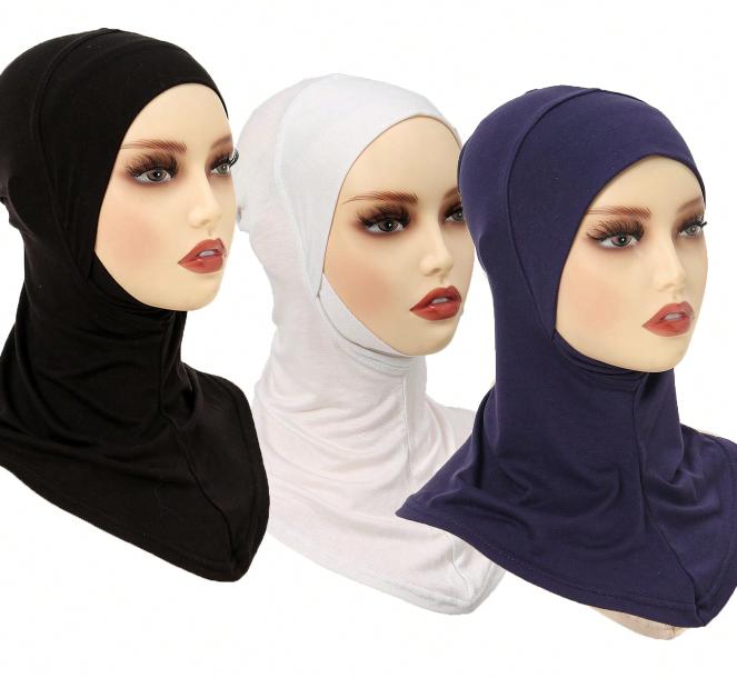 3PCS Muslim Inner Cap Hijab For Women Solid Underscarf Hijab Undercap Scarf Turban Hat Islamic Hijabs Ready To Wear Headcover