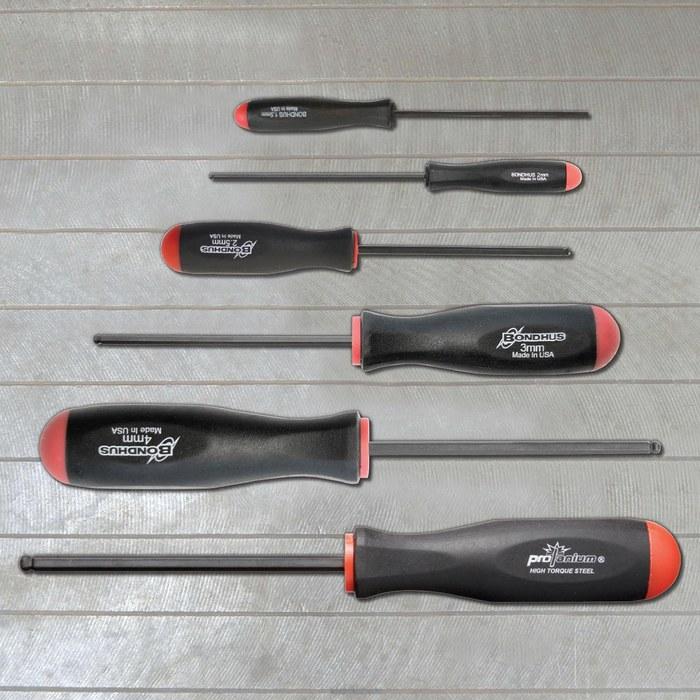 BONDHUS Hex Ball Point Driver Set, Black Finish, 6-Piece (1.5, 2, 2.5, 3, 4, 5mm) BSX6M No.10686