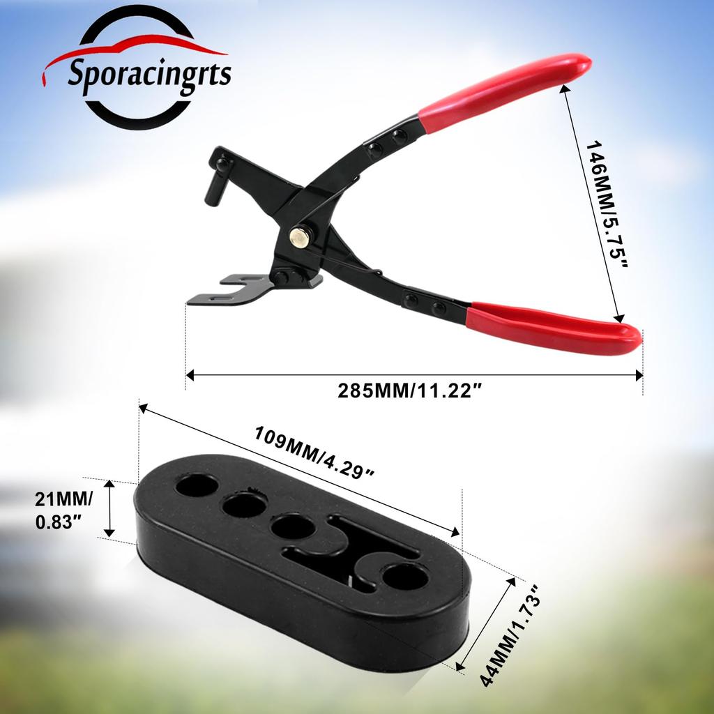 Sporacingrts Set of 4 Car Muffler Hangers with Dedicated Pliers Rubber Bushing Removal Tool Muffler Replacement Removal Kit