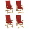 Day and Night - Day and Night Garden Chairs 4 Units Solid Teak Wood Red Cushions