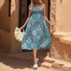 Летние женские повседневные платья с этническим принтом и подтяжками