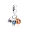 Original 925 Sterling Copper Charm Bead Family Tree Mom Pendant Safety Chain Charms Rose Gold Fit Brand Bracelets DIY Zircon