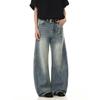 Мужские американские ретро джинсы из вареного слэбового денима Мужские летние трендовые свободные повседневные брюки-палаццо с широкими штанинами-саблями