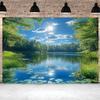 2D plane presenting the natural forest and lake scenery is highly suitable for seasonal activities. Made of polyester fiber.