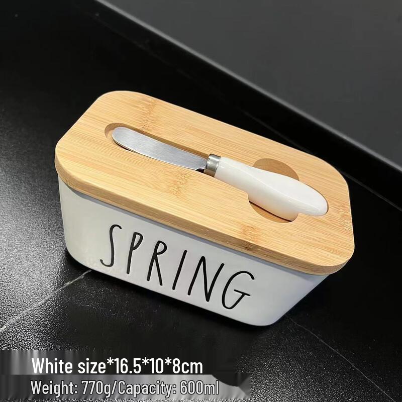 ZISIZ Ceramic Butter Dish with Lid and Knife