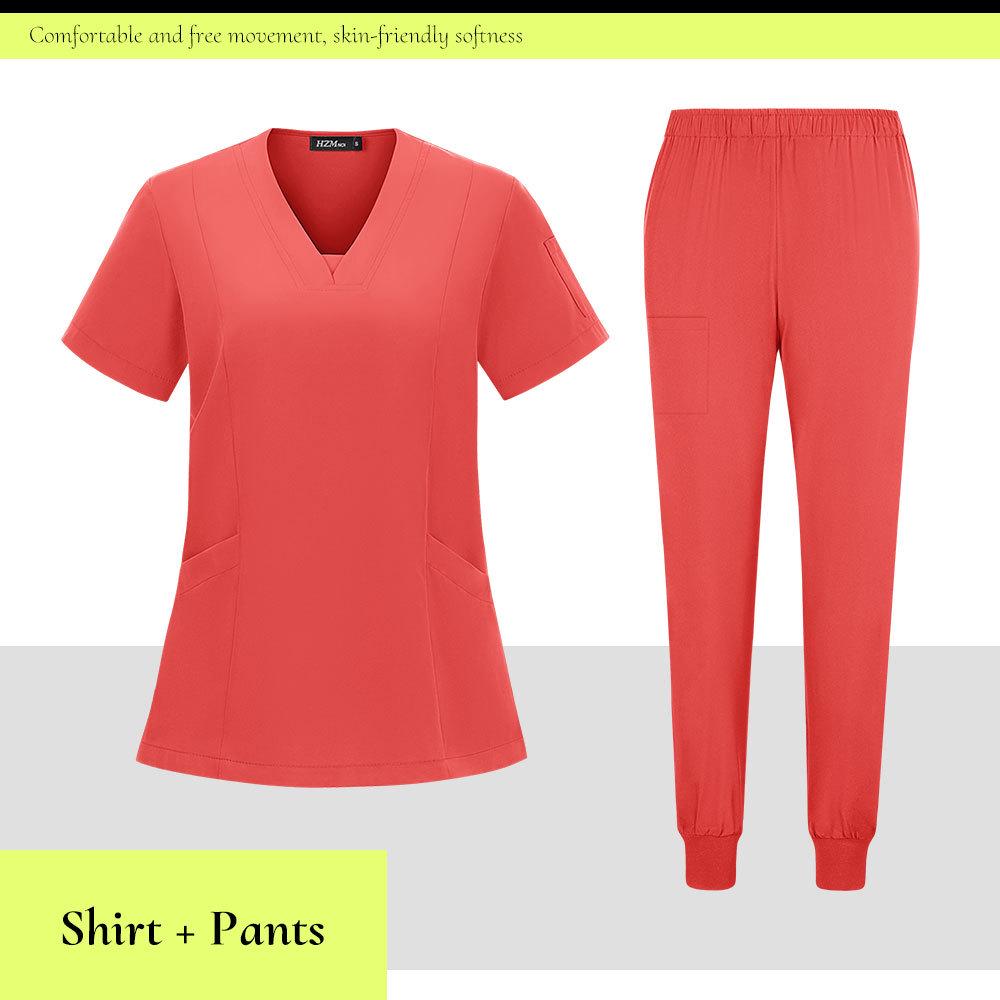 Детская больница Быстросохнущий костюм-скраб с V-образным вырезом - Комплект из двух предметов с коротким рукавом