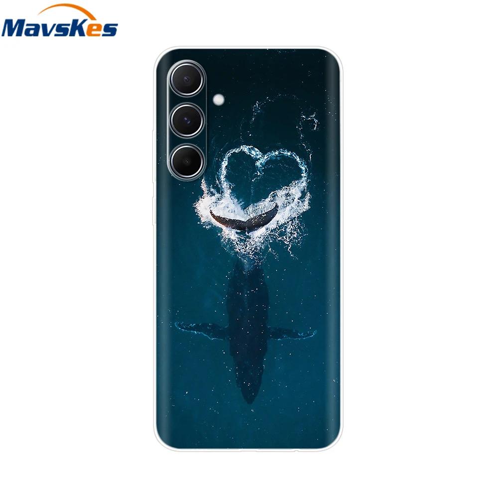 Чехол для Samsung Galaxy M35 M55 Милый Цветок Мягкий Силиконовый Задний Чехол для Coque Samsung M 55 M 35 5G Чехол для Телефона Fundas Чехлы