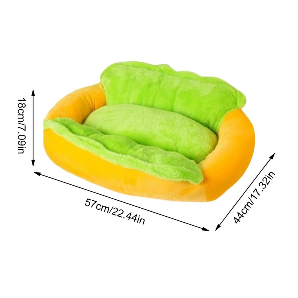 Pet Beds For Cats Food Shape Non-slip Plush Soft Cat Sofa Removable Washable Fine Fiber Soft Dog Bed For Small Breed Puppy