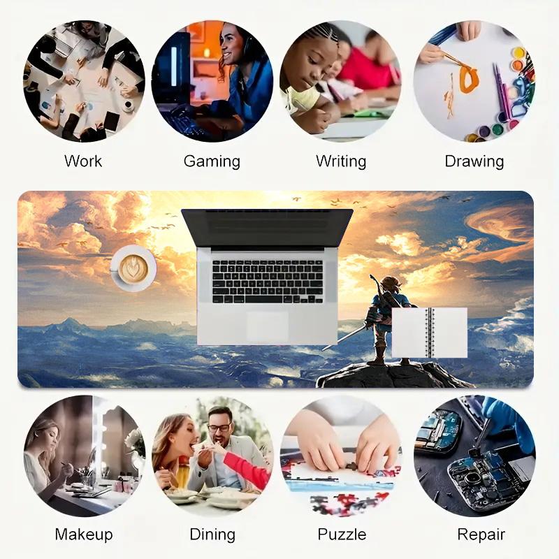 Skyward Sword Xl Gaming Mouse Pad Nonslip Rubber Base Stitched Edge Waterproof Desk Mat For Pc Laptop Gamer Office Computer Accessories C92936