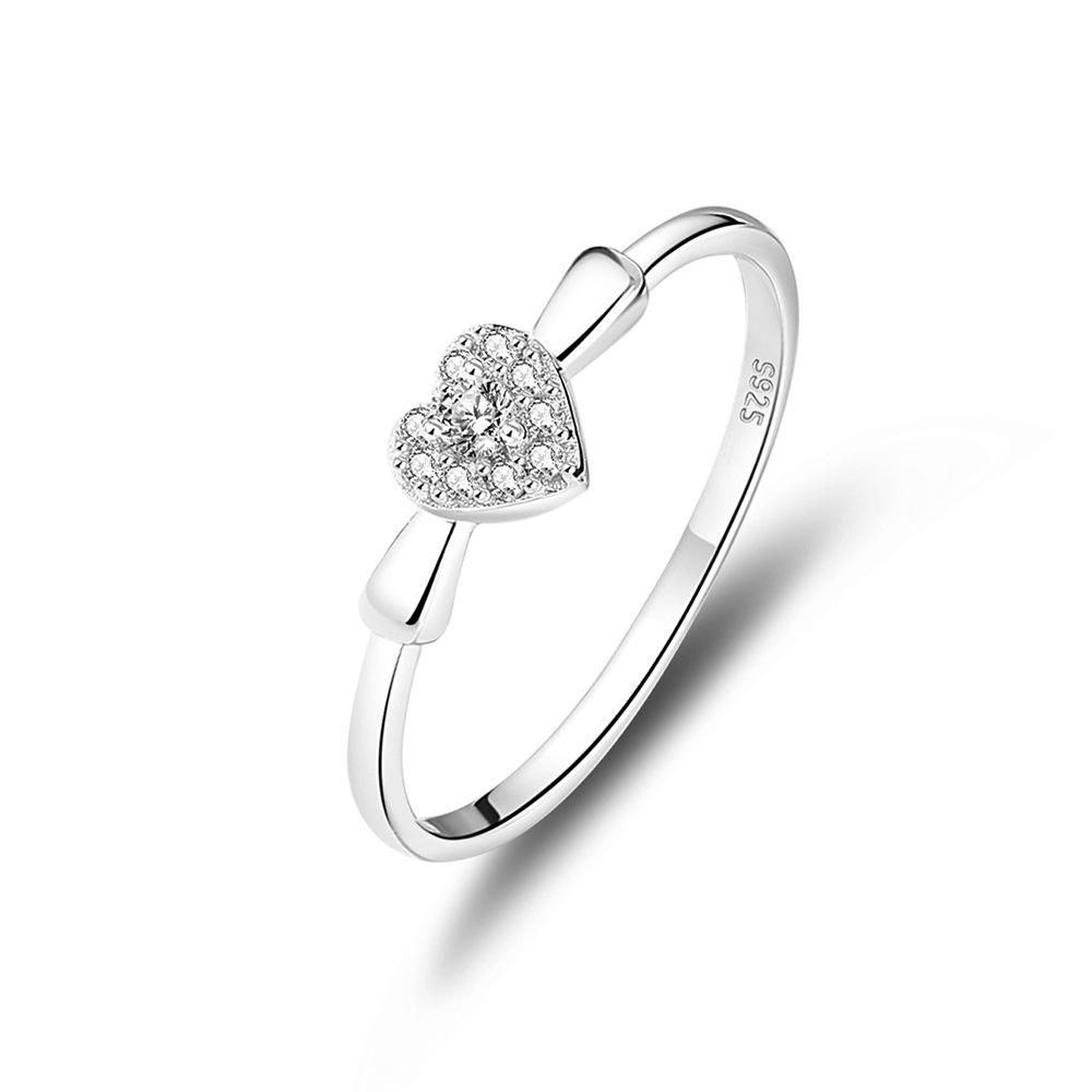 S925 Pure Silver Layered Wedding Ring for Ladies, Small Micro-set Cubic Zirconia Stone Bezel Finger Ring, Ring for The Little Finger