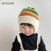 Детские шапки осенние и зимние пуловеры для девочек шапки корейской версии вязаные шапки цветные шерстяные шапки для мальчиков и малышей теплые шапки-ушки прилив