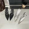 Rhinestone Heels Slingback High Heels Women Black Pumps Woman's Elegant Modern Heeled Sandals Pointed Party Stilettos