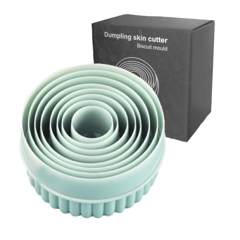 8-Piece Dual-Purpose Food-Grade Plastic Cookie & Dumpling Mold Set with Round Lace Design