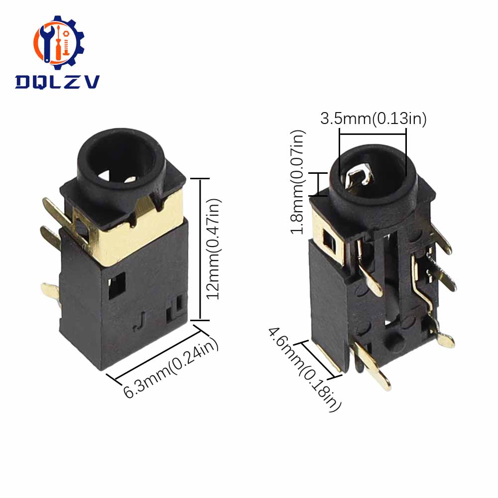 PJ-342 3.5mm Headphone jack PJ-242 6Pin Audio Socket Sinking Plate DIP Gold Plated Connector