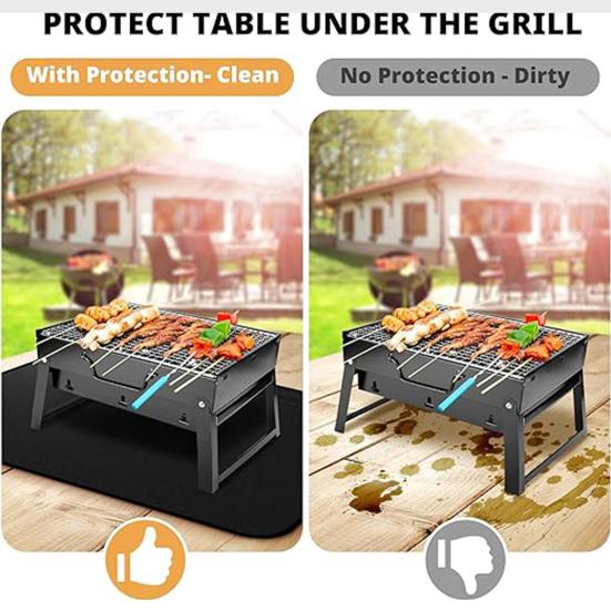 Outdoor Tabletop Grill Fireproof Mat Waterproof Heat-Resistant BBQ Barbecue Mat Flame-Retardant Pad Camping Supplies