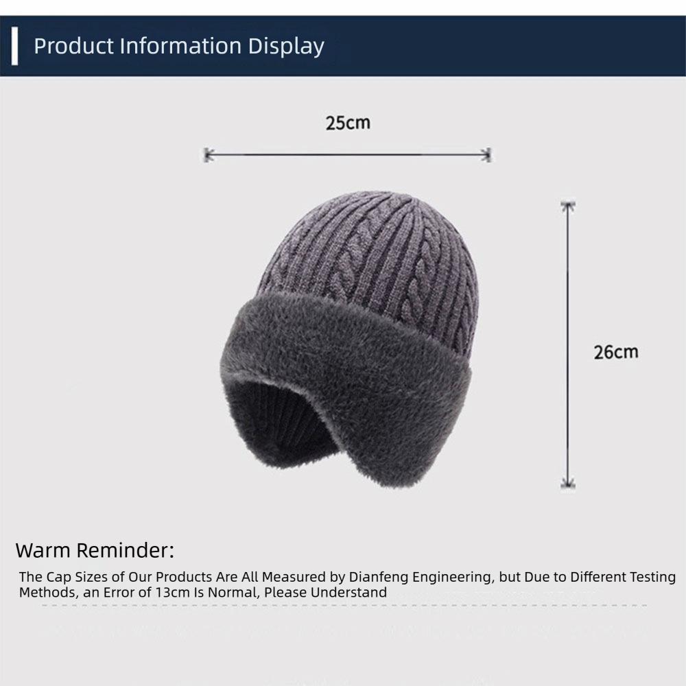 Двухслойная теплая вязаная шапка с меховой подкладкой, уличная теплая шапка-бини с наушниками для осени и зимы