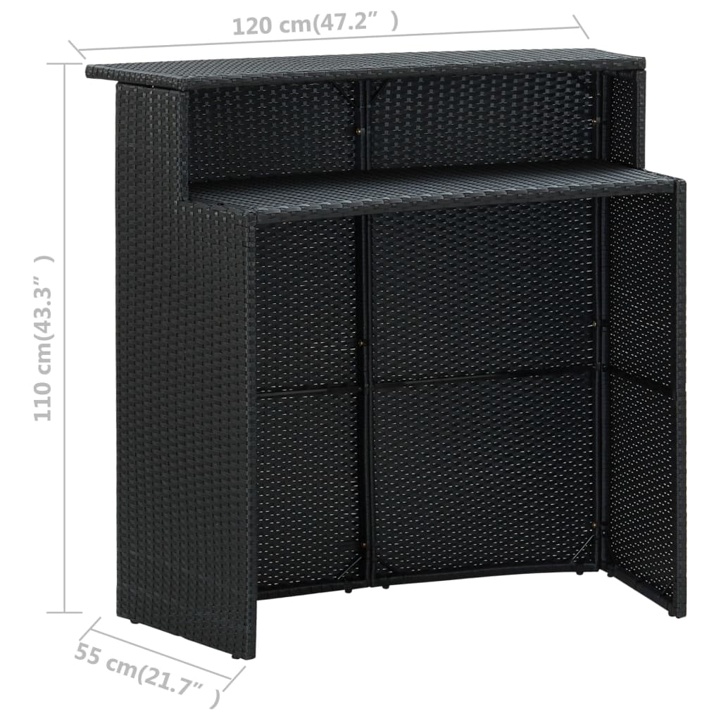 Outdoor Bar Table Black 120 x 55 x 110 cm Poly Rattan