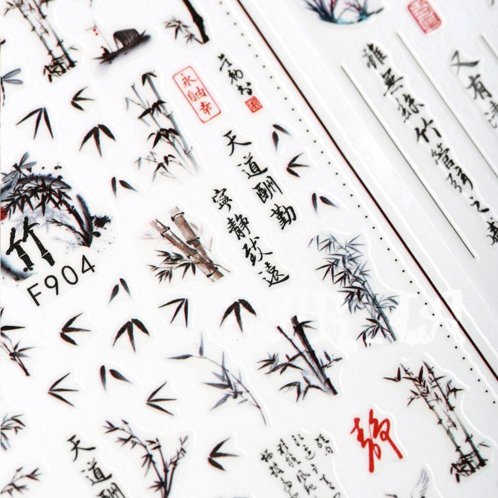 Древняя поэзия Китайские стили Наклейки для дизайна ногтей Маникюрная декорация Наклейки для ногтей Декор для дизайна ногтей