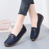 35-44 Spring/Autumn Female Leather Flat Flat Shoe Nurse Shoes Shoes Retro Navy Blue Loafers for Women