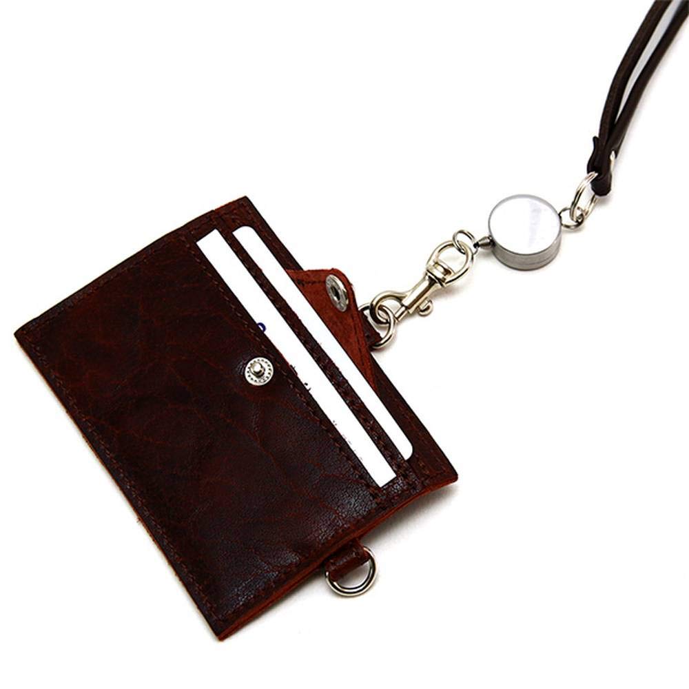 AGILITY affa "Reel ID Holder" with reel, leather ID card case, genuine cowhide leather