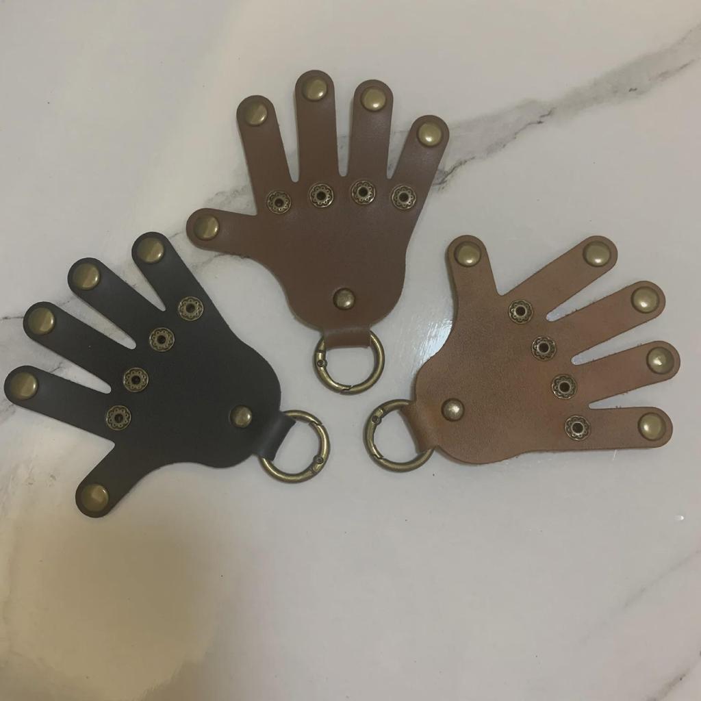 Palm-Shaped Keychain Pendant In Leather