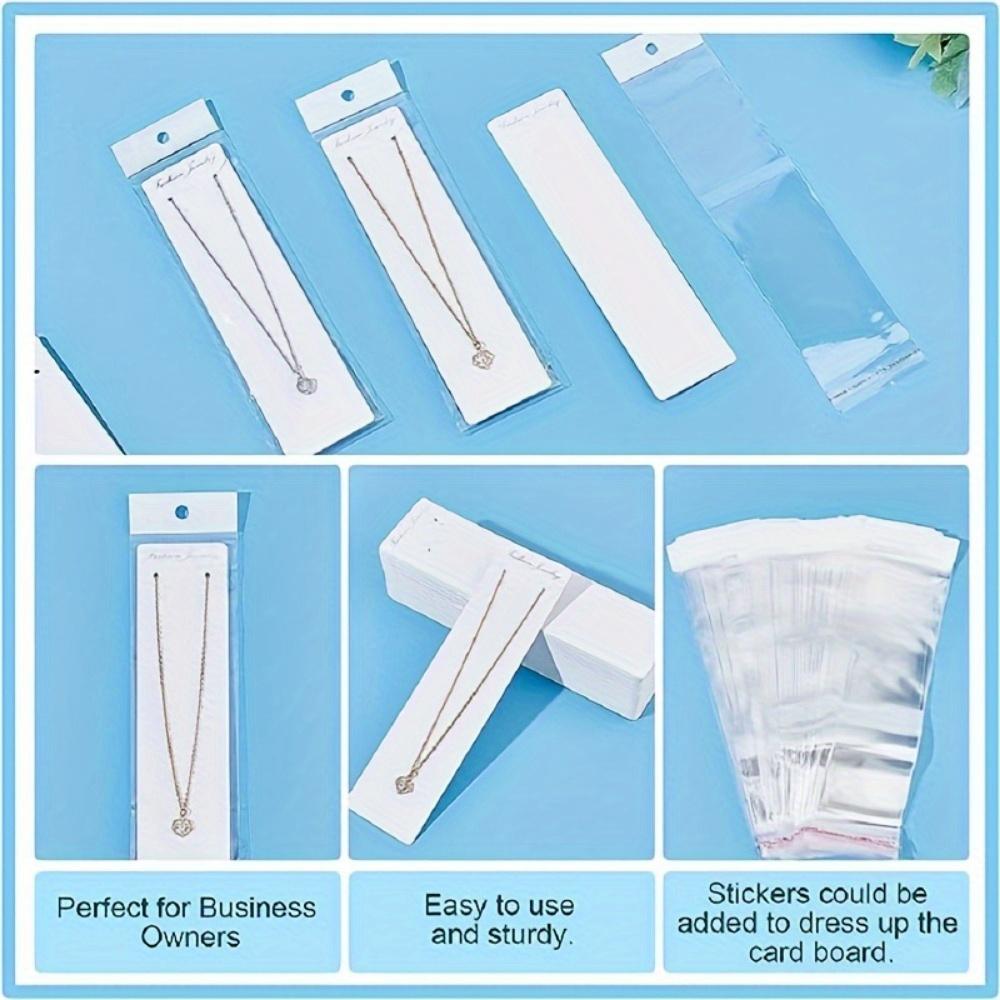 80 шт. Набор для демонстрации ожерелий, белый картон премиум-класса с самоклеящимися бирками, прозрачные целлофановые самоклеящиеся пакеты OPP для сережек, упаковка ювелирных изделий