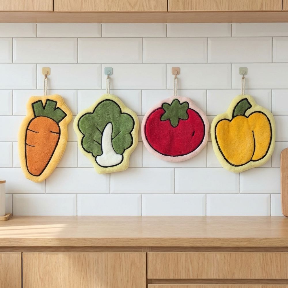 Carrot Hand Towels Vegetables Wall Hanging Rag Creativity Handkerchief  Kitchen Bathroom