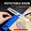 Multi-Angle Woodworking Marking Ruler 6-in-1 Foldable Alloy Depth Gauge With Bubble Level 15°-90° Adjustable Square Layout Tool