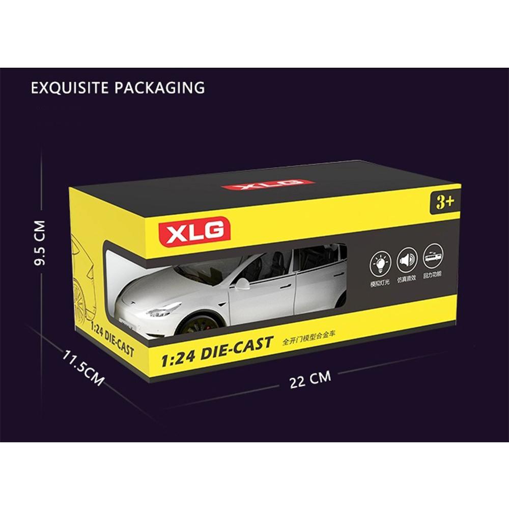 1/24 Scale Diecast Vehicle for Tesla Model S Model Car with Charging Station Collectible Sound Light Toy