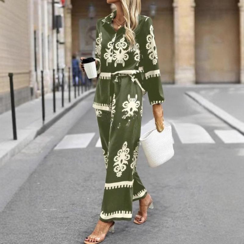 VEZFAA Женские модные повседневные весенне-осенние брюки-поло с длинными рукавами и брюками, костюмы