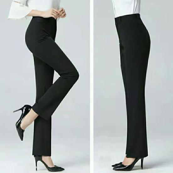 Women Suit Pants Mid-rise Button Zipper Fly Solid Color Suit Trousers with Pockets Straight Regular Fit Dress Pants