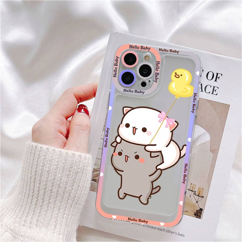 Чехол для телефона Mochi Peach Cat для iPhone 11 12 13 Mini Pro Max 14 Pro Max Чехол-оболочка