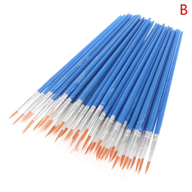50Pcs Flat Paint Brush With Nylon Bristles Small Brushes In Bulk For Detail Painting