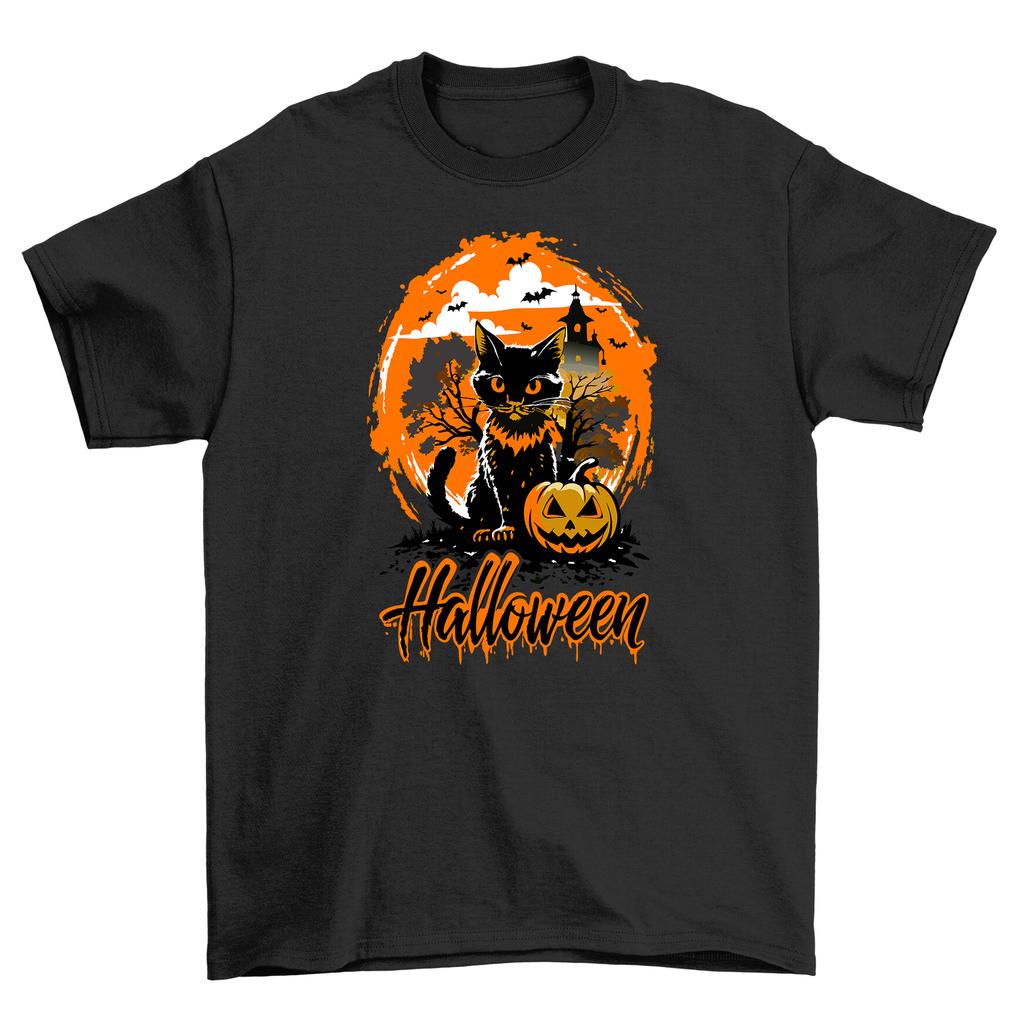 Halloween_259 Cat-o-Lantern T-Shirt Mens Womens Tees Top - Meowtastic and Spooktacular! Funny Unisex