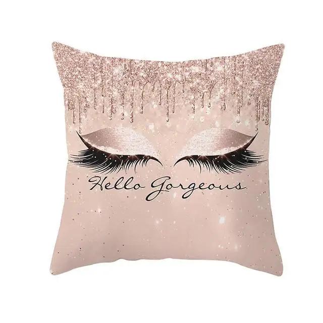 Juste de coussin en polyester avec cils, taie d'oreiller, décoration à la mode, canapé, maison