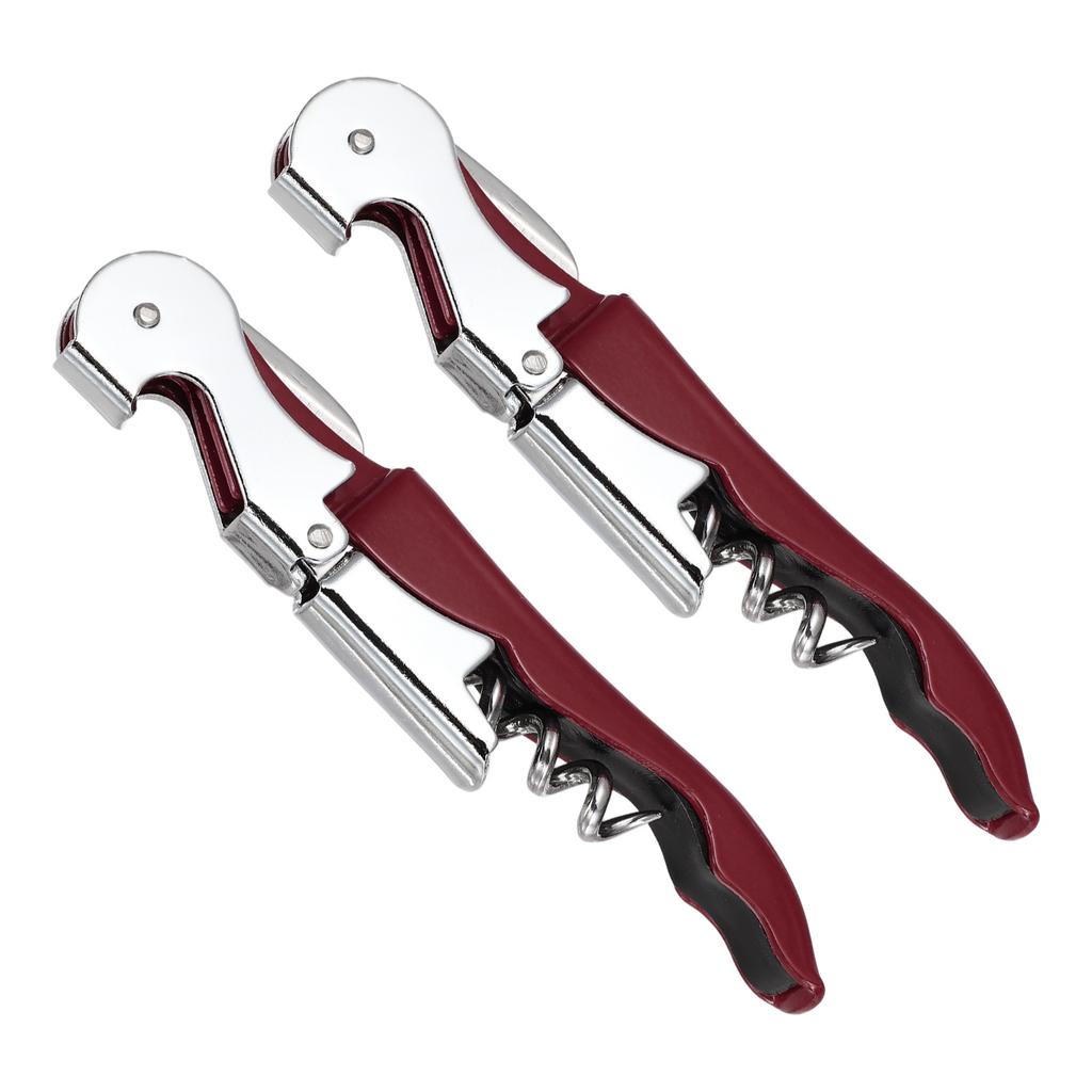 2/4Pcs Professional Waiters Corkscrew Stainless Steel Wine Key with Ergonomic Wood Grip Beer Bottle Opener and Foil Cutter