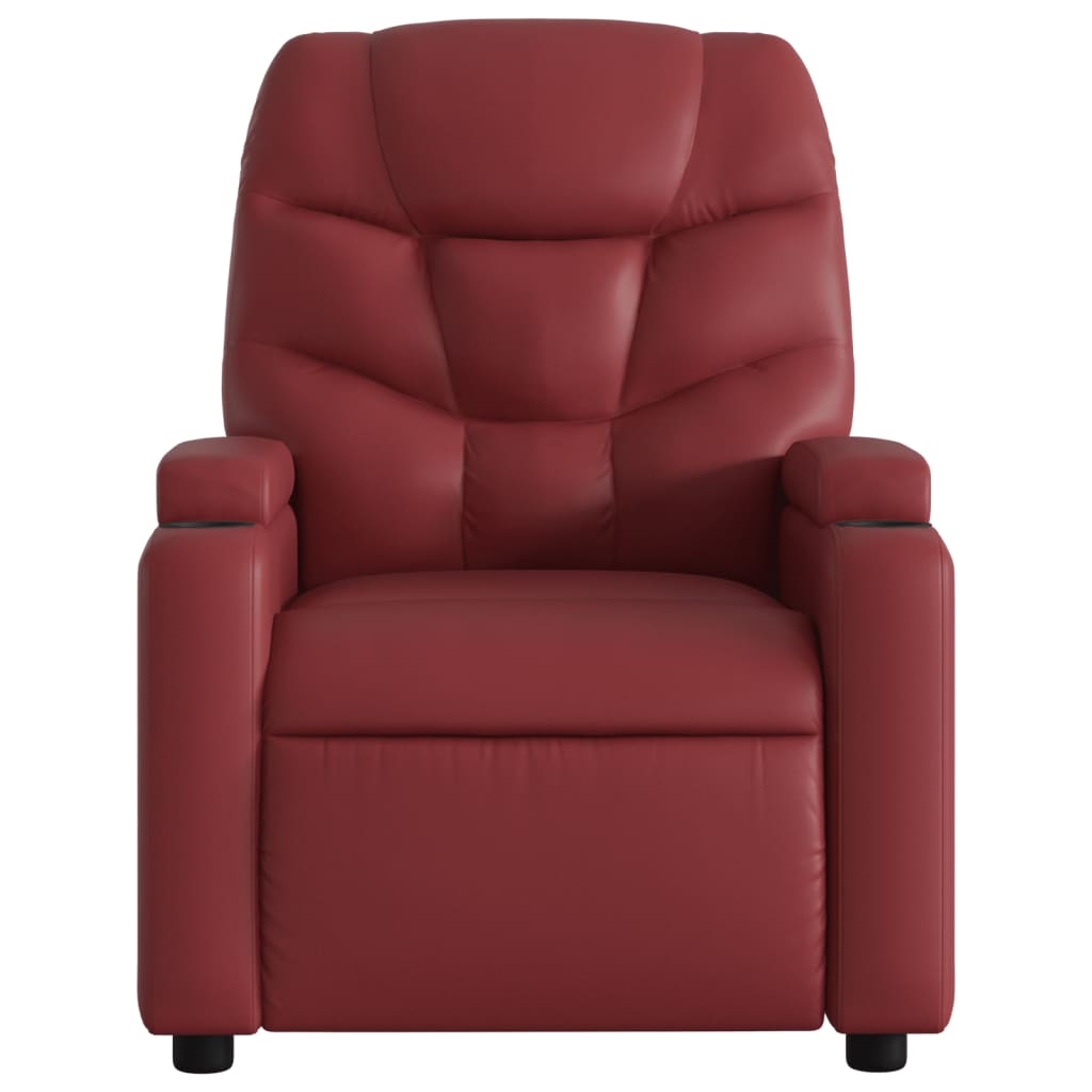Electric Recliner Chair with Rising Function Burgundy Artificial Leather