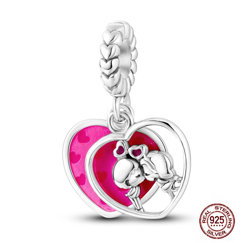 Медные Шармы Большая Любовь Мама Семья Сестра Розовое Сердце Тюльпан Бусины Ча Подходят для Оригинального Браслета Сделай Сам Ювелирный Подарок на День Матери