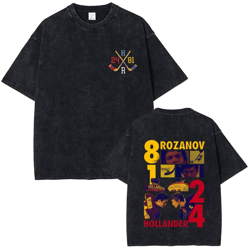 Heated Rivalry Shane Hollander Ilya Rozanov Hollanov washed Vintage Tshirt Men Women Fashion Oversized T Shirts Streetwear