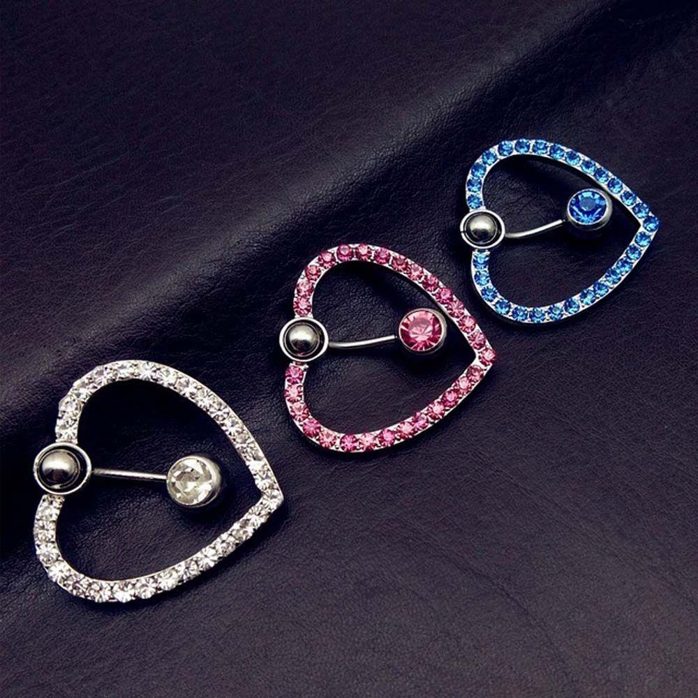 Bar Hollow Stainless Steel Women Belly Button Ring Body Jewelry Love Navel Ring Belly Piercing