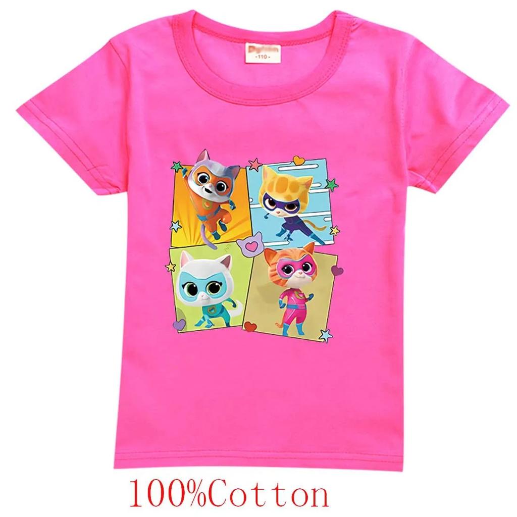 Game Super Cat Costume Kids SuperKitties T Shirt Baby Girls Summer Clothes Toddler Boys Cotton Tshirt Children Short Sleeve Tops