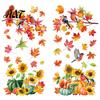 Classroom Fall Theme Displays Autumn Harvest Window Decals, Sunflower Maple Leaf Pumpkin Bird Static Cling Stickers, Indoor Holiday Ornaments Reusable