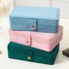 1pc Elegant Velvet Jewelry Organizer Box Portable Necklace Bracelet Earrings Rings Display Storage Boxes for Travel or Home Use