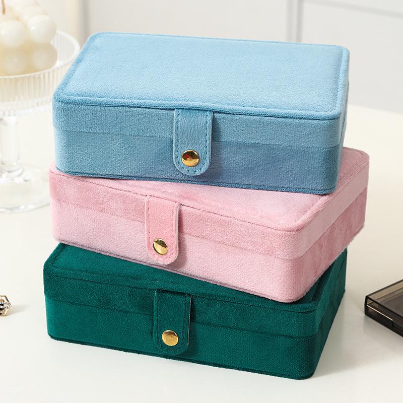 1pc Elegant Velvet Jewelry Organizer Box Portable Necklace Bracelet Earrings Rings Display Storage Boxes for Travel or Home Use