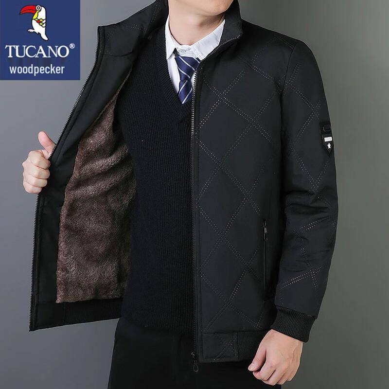 TUCANO Men's Winter Fleece-Lined Stand Collar Padded Jacket