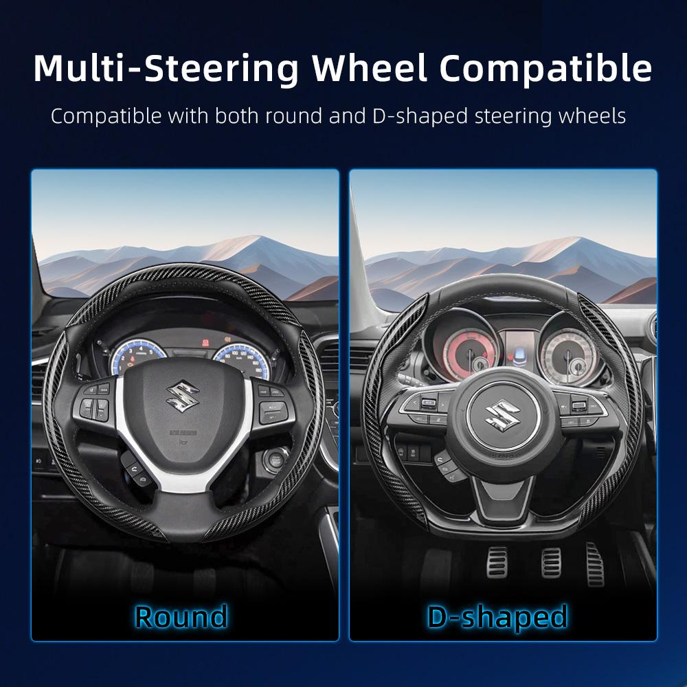 zkfan8 Suitable for Suzuki Carbon Fiber Texture Steering Wheel Cover with Segmented Quick-Release Design for Wagon R Swift Ertiga Brezza Baleno Fronx